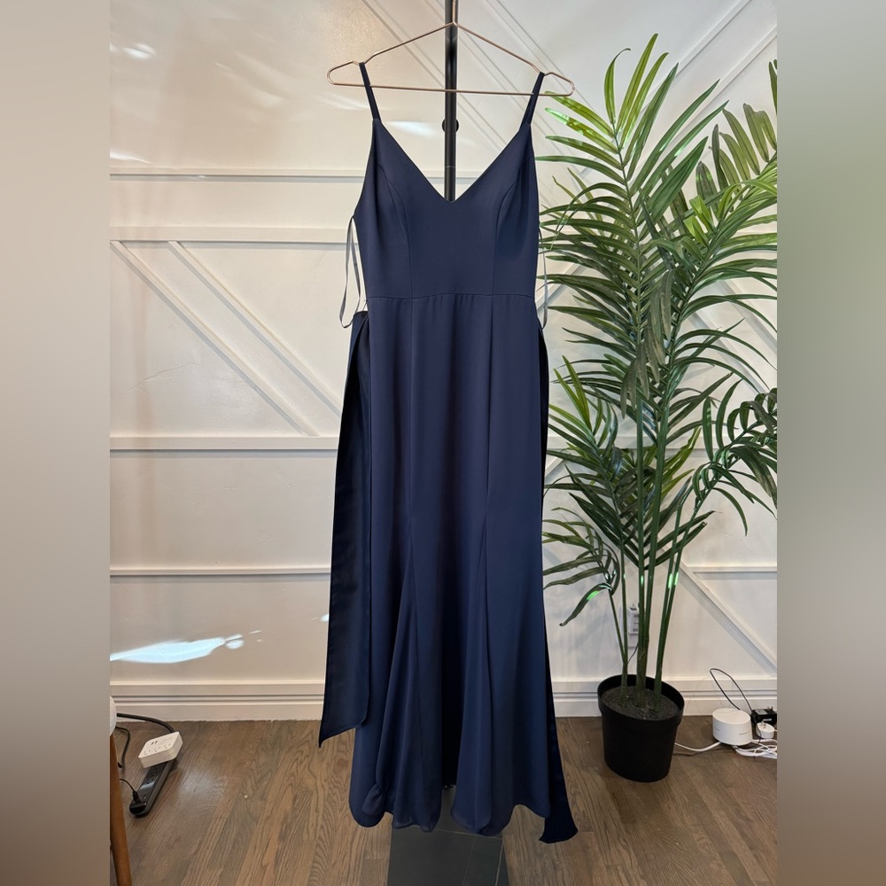 White by Vera Wang Navy Dress Front Bow Tie Wedding Guest